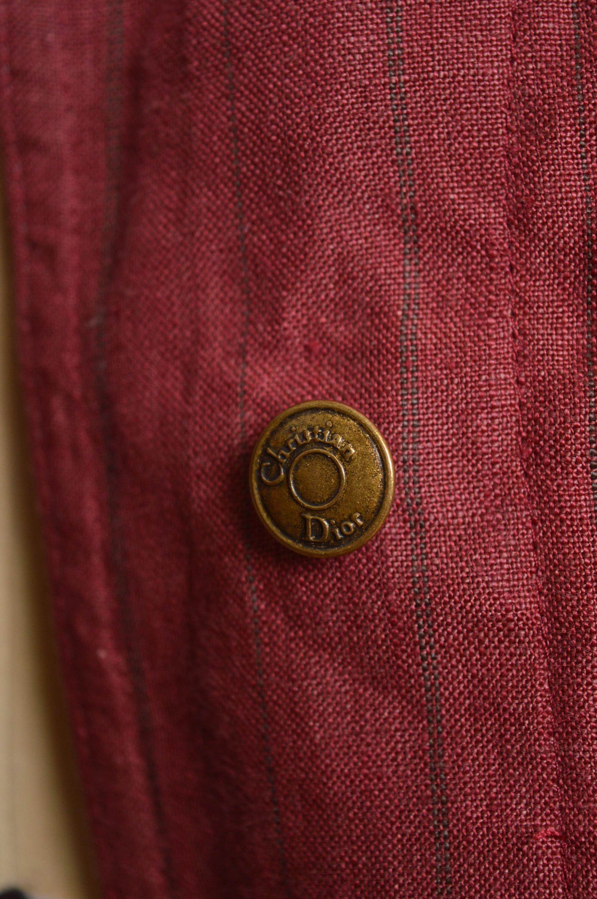 S/S 2002 Burgundy Christian Dior by John Galliano crinkled Linen Parka Jacket For Sale 5