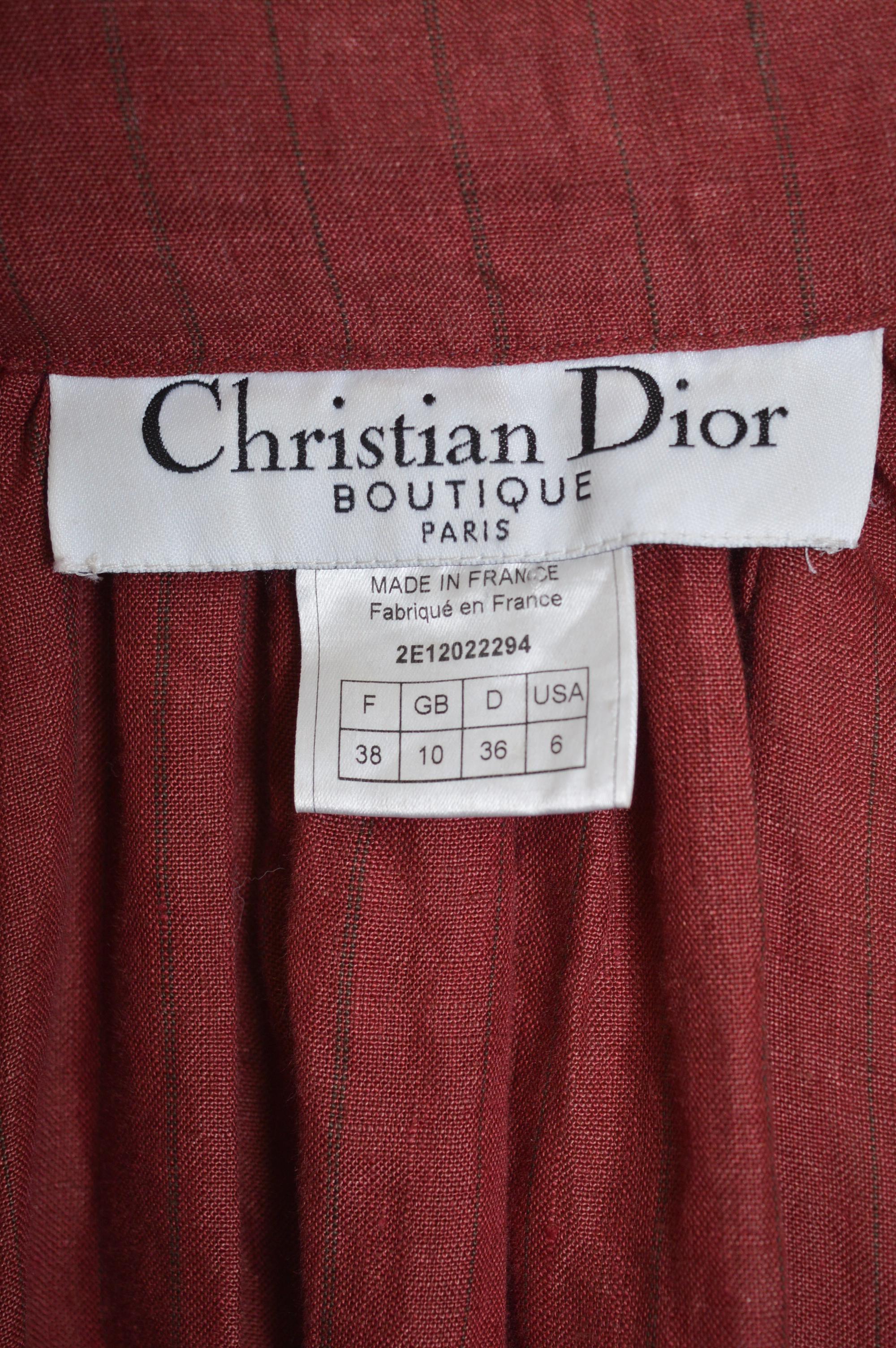 S/S 2002 Burgundy Christian Dior by John Galliano crinkled Linen Parka Jacket For Sale 8