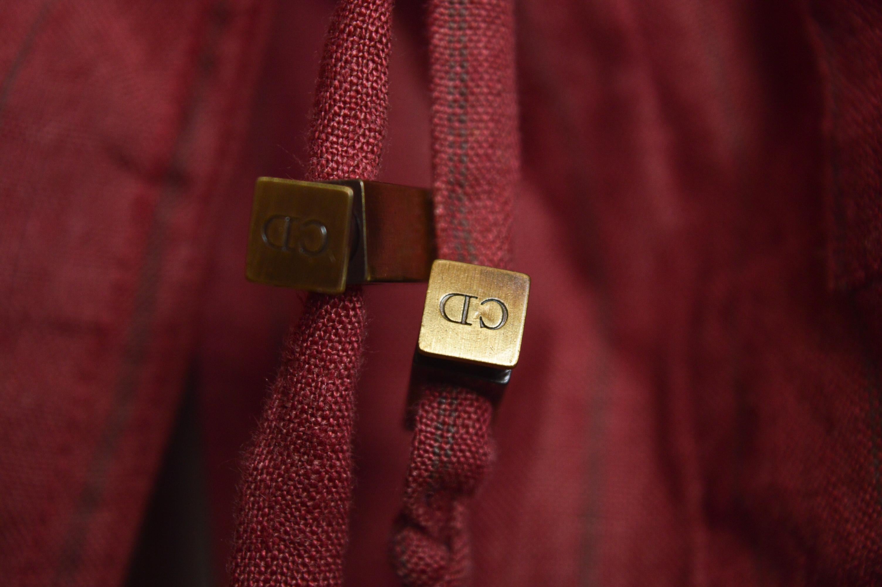 Brown S/S 2002 Burgundy Christian Dior by John Galliano crinkled Linen Parka Jacket For Sale