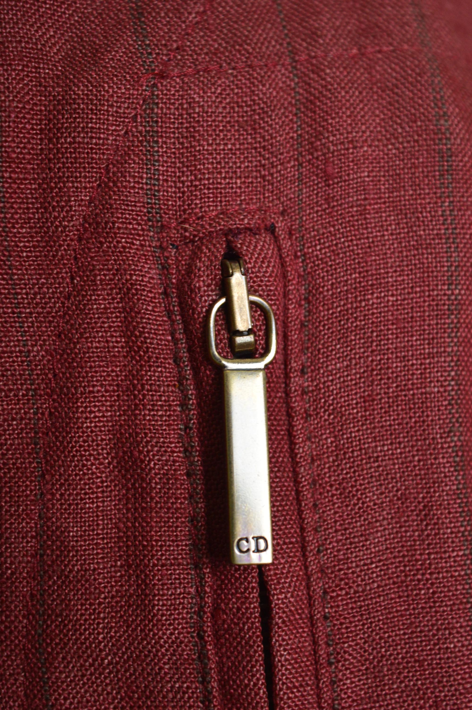 S/S 2002 Burgundy Christian Dior by John Galliano crinkled Linen Parka Jacket For Sale 1