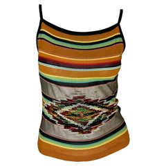 S/S 2002 Christian Dior by John Galliano Beaded Sheer Striped Knit Tank Top