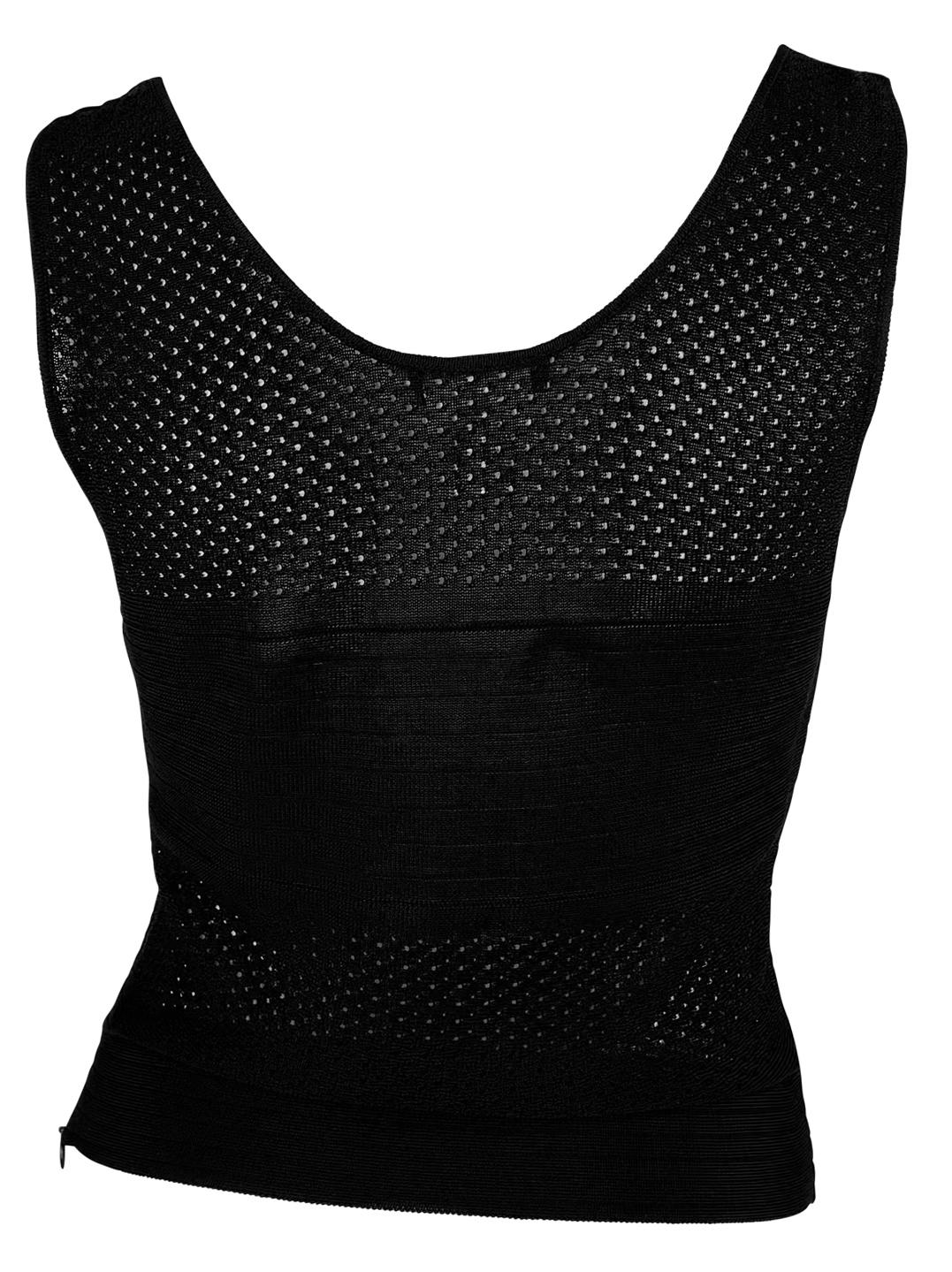 S/S 2002 Christian Dior by John Galliano Black Perforated Sleeveless Top 1