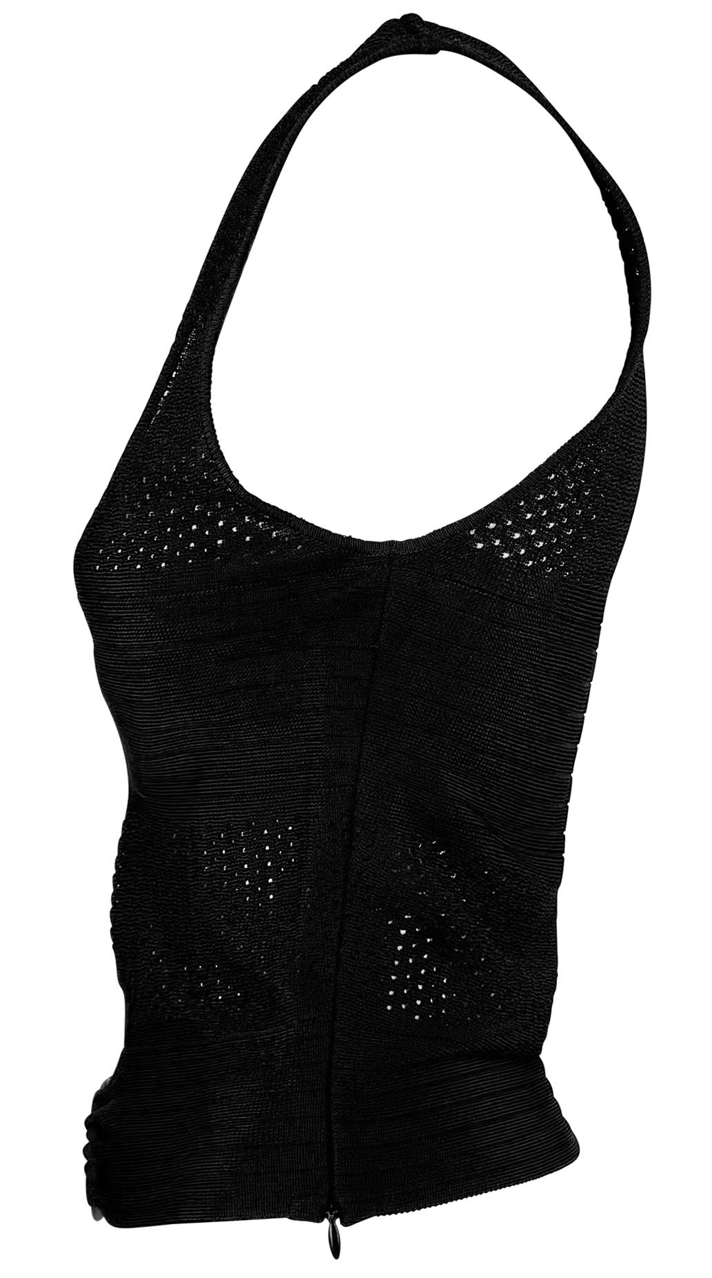 S/S 2002 Christian Dior by John Galliano Black Perforated Sleeveless Top 2