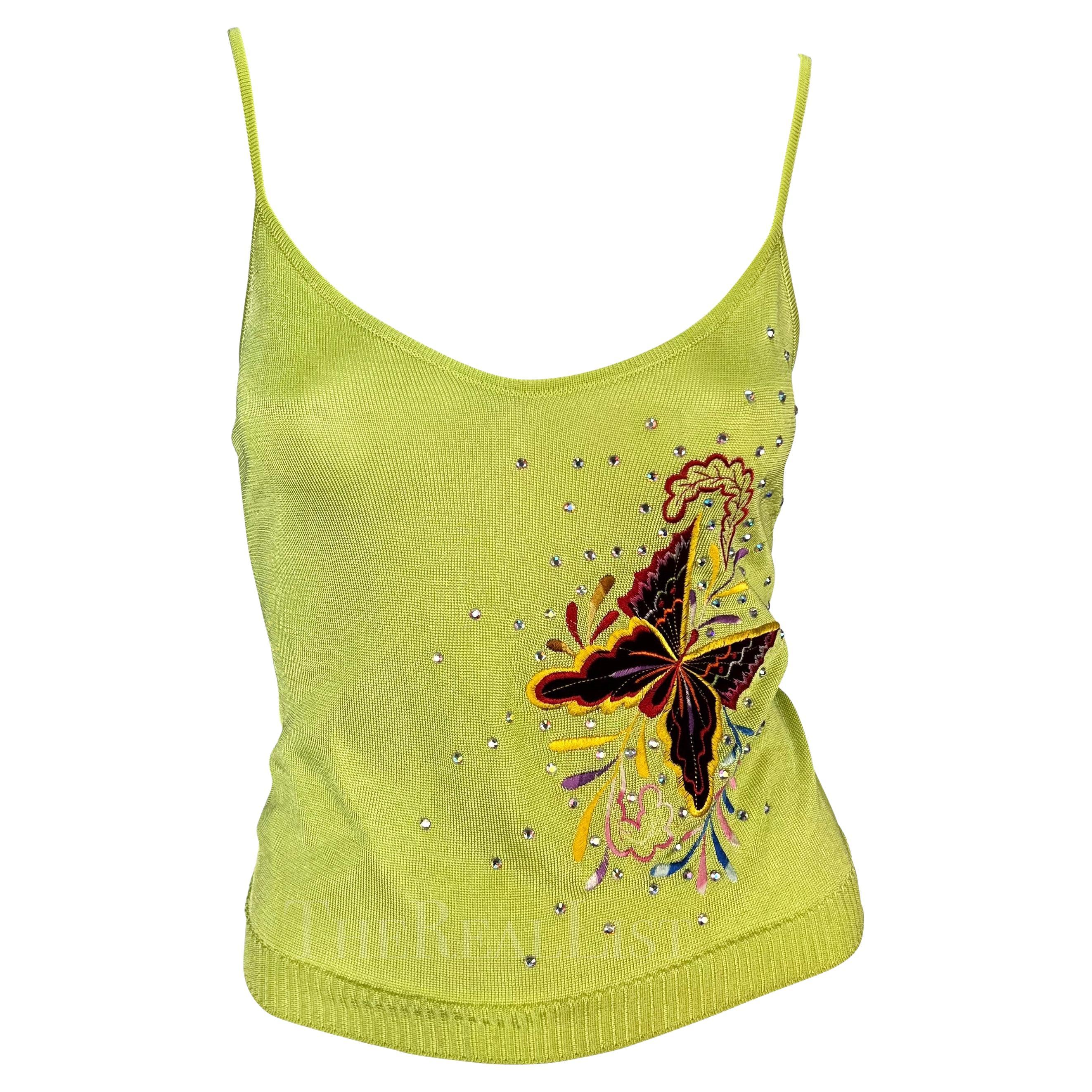 S/S 2002 Christian Dior by John Galliano for Butterfly Embellished Knit Tank Top  Excellent état à West Hollywood, CA