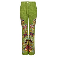 S/S 2002 Christian Dior by John Galliano Green Butterfly Embellished Pants FR36