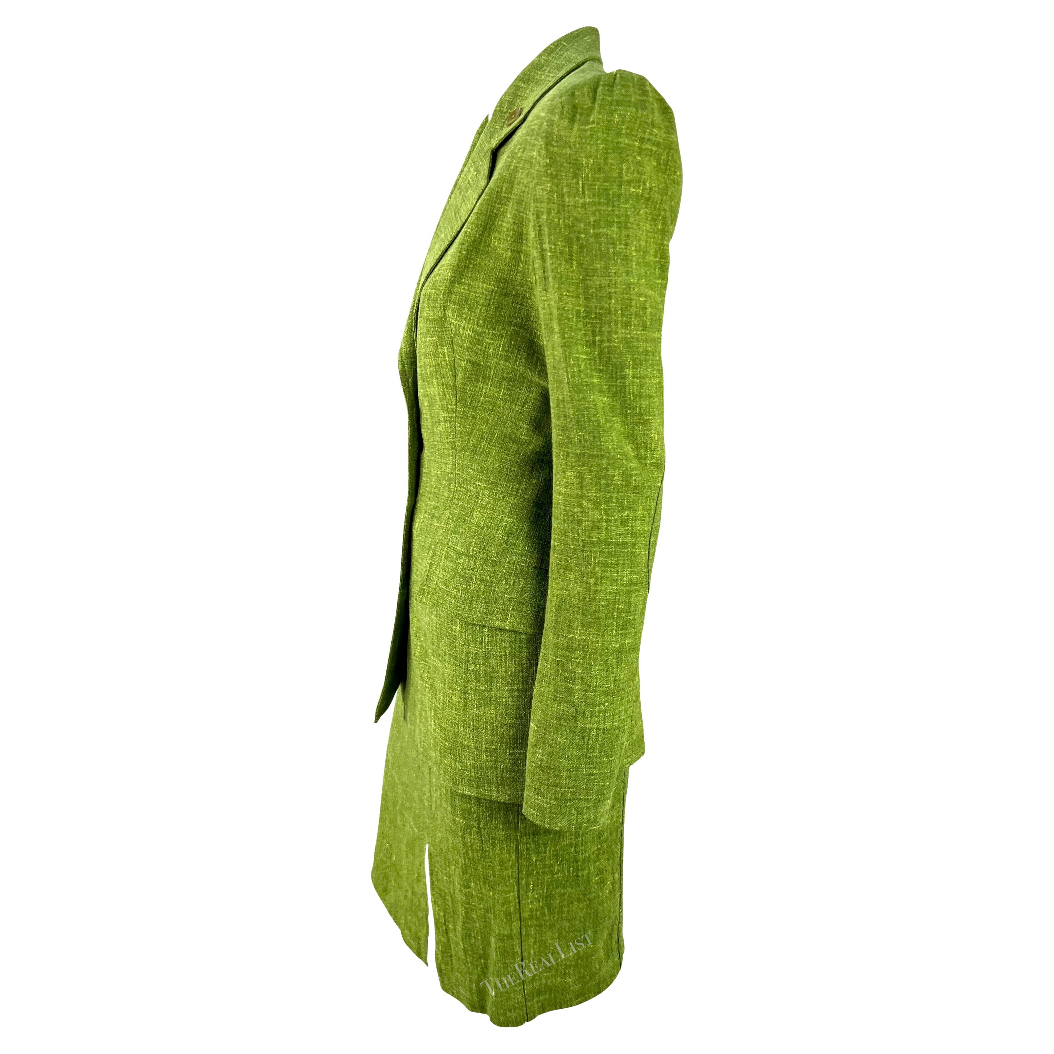 Tailleur jupe en lin mélangé vert clair Christian Dior by John Galliano, P/E 2002 Pour femmes en vente
