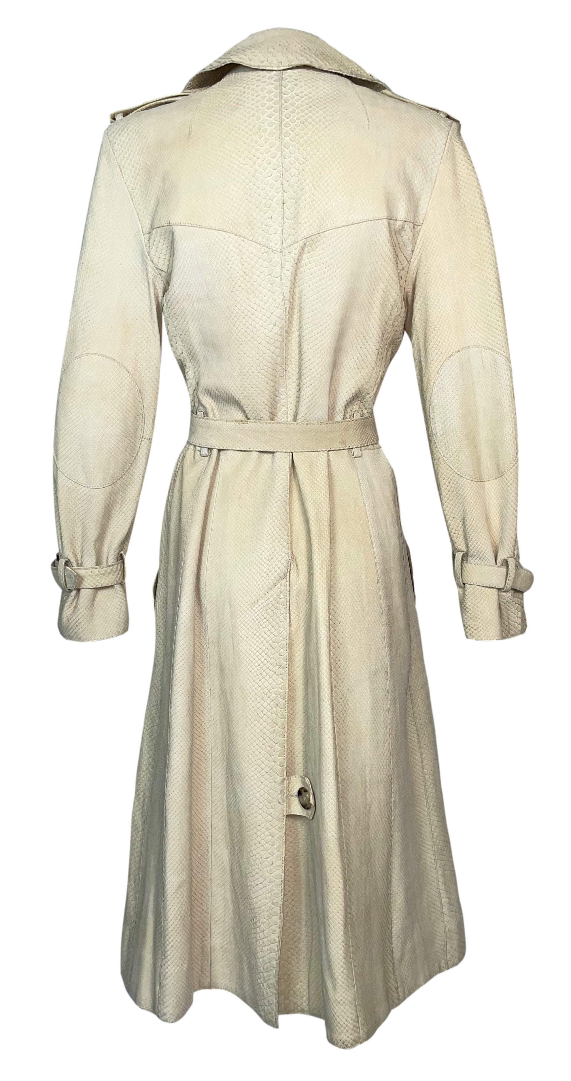 S/S 2002 Christian Dior John Galliano Runway Ivory Python Trench Coat Jacket In Good Condition In Yukon, OK