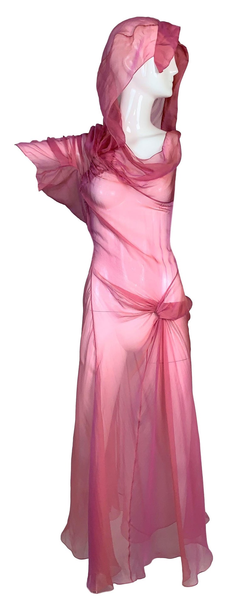 S/S 2002 Christian Dior John Galliano Runway Sheer Pink Hooded 2 S/S 2002 Christian Dior John Galliano Runway Sheer Pink Hooded 2