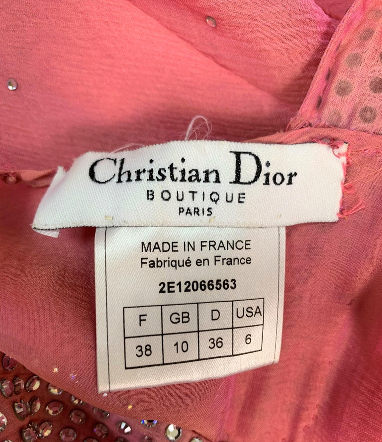 S/S 2002 Christian Dior John Galliano Sheer Pink Embellished Maxi Dress ...