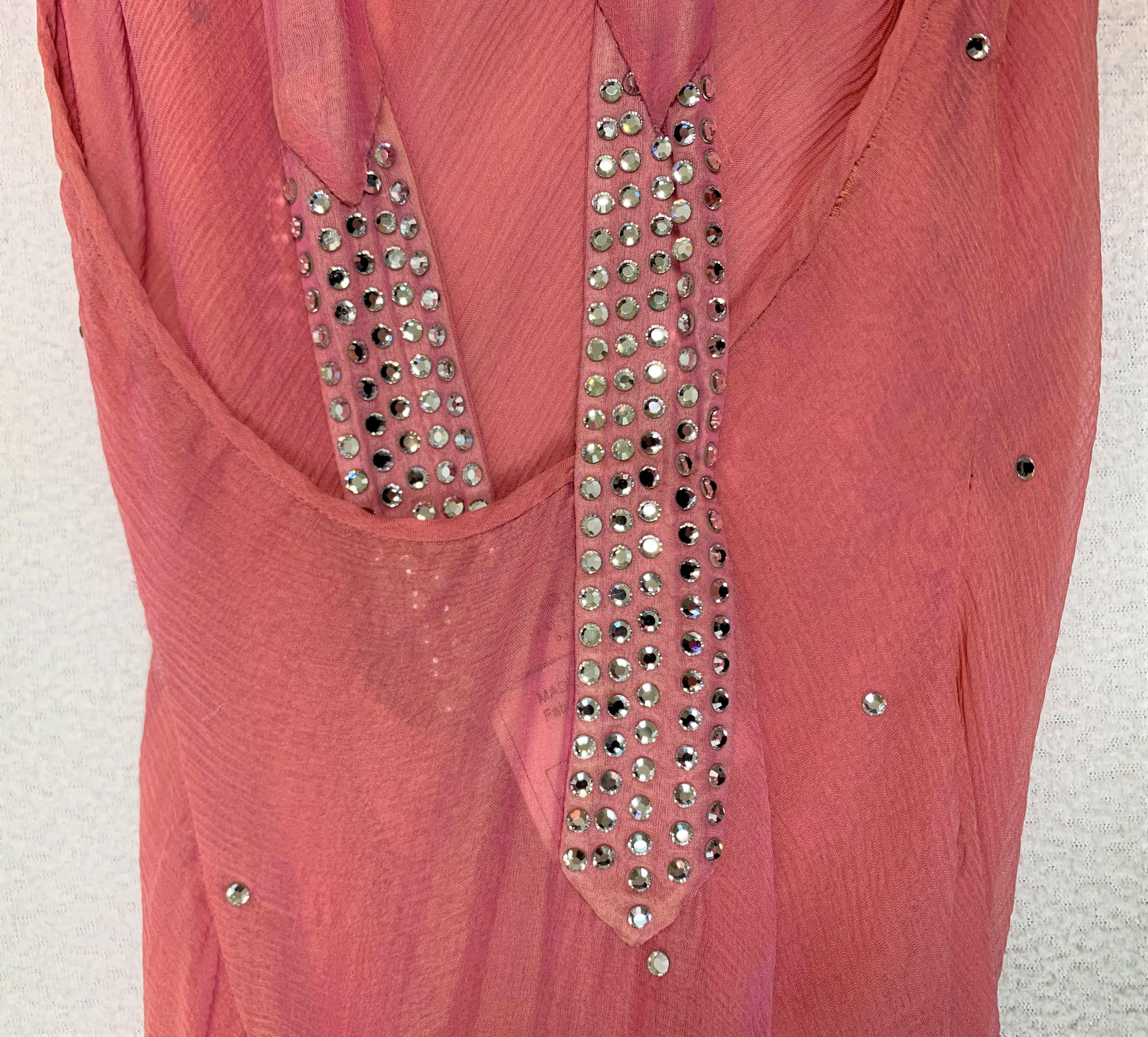 S/S 2002 Christian Dior John Galliano Sheer Pink Embellished Maxi Dress In Good Condition In Yukon, OK