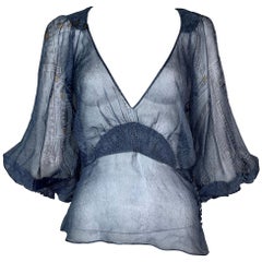 S/S 2002 Christian Dior John Galliano Trompe L'oeil Sheer Silk Blouse Top