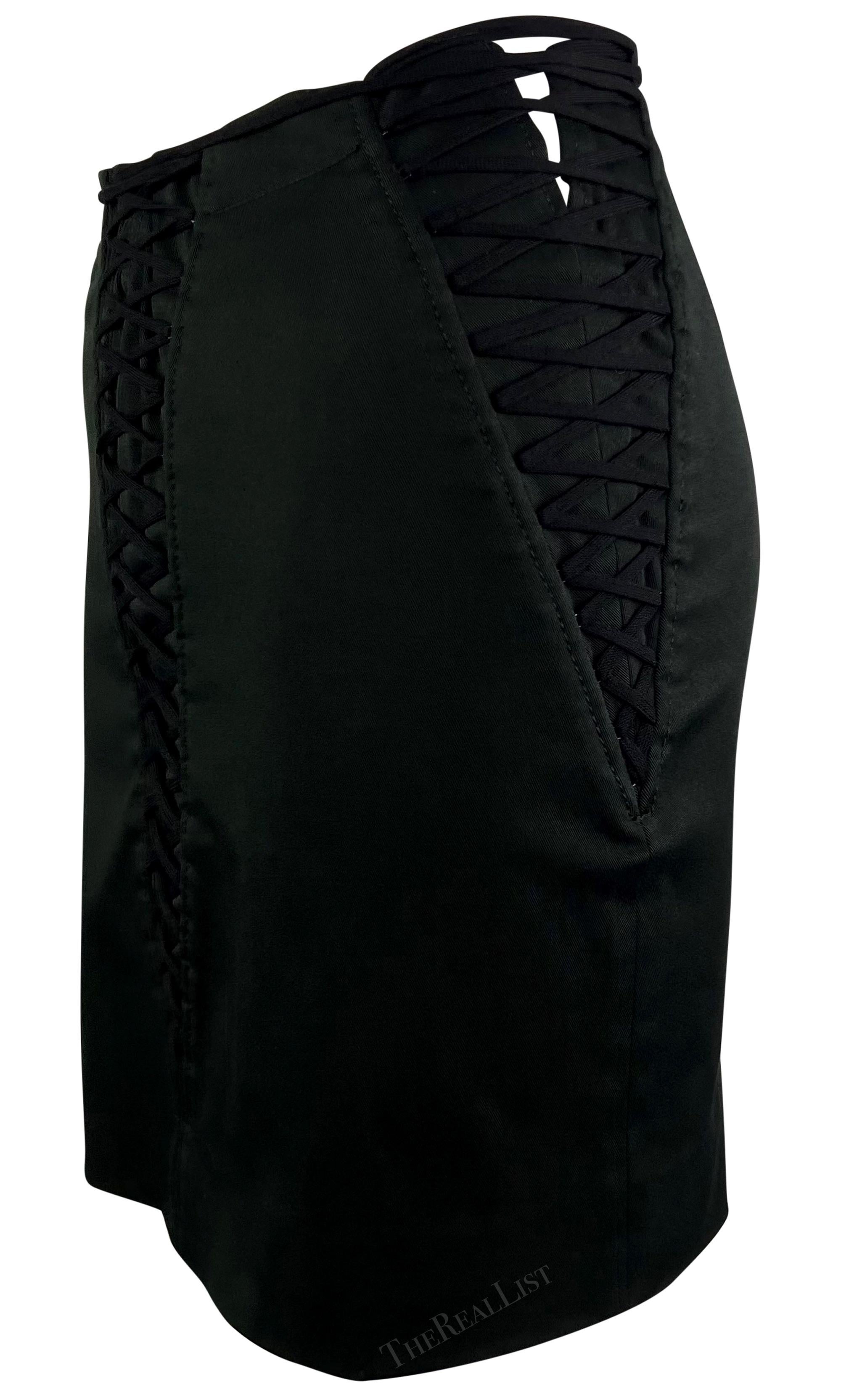 S/S 2002 Dolce & Gabbana Black Lace Up Corset-Style Mini Skirt For Sale 1