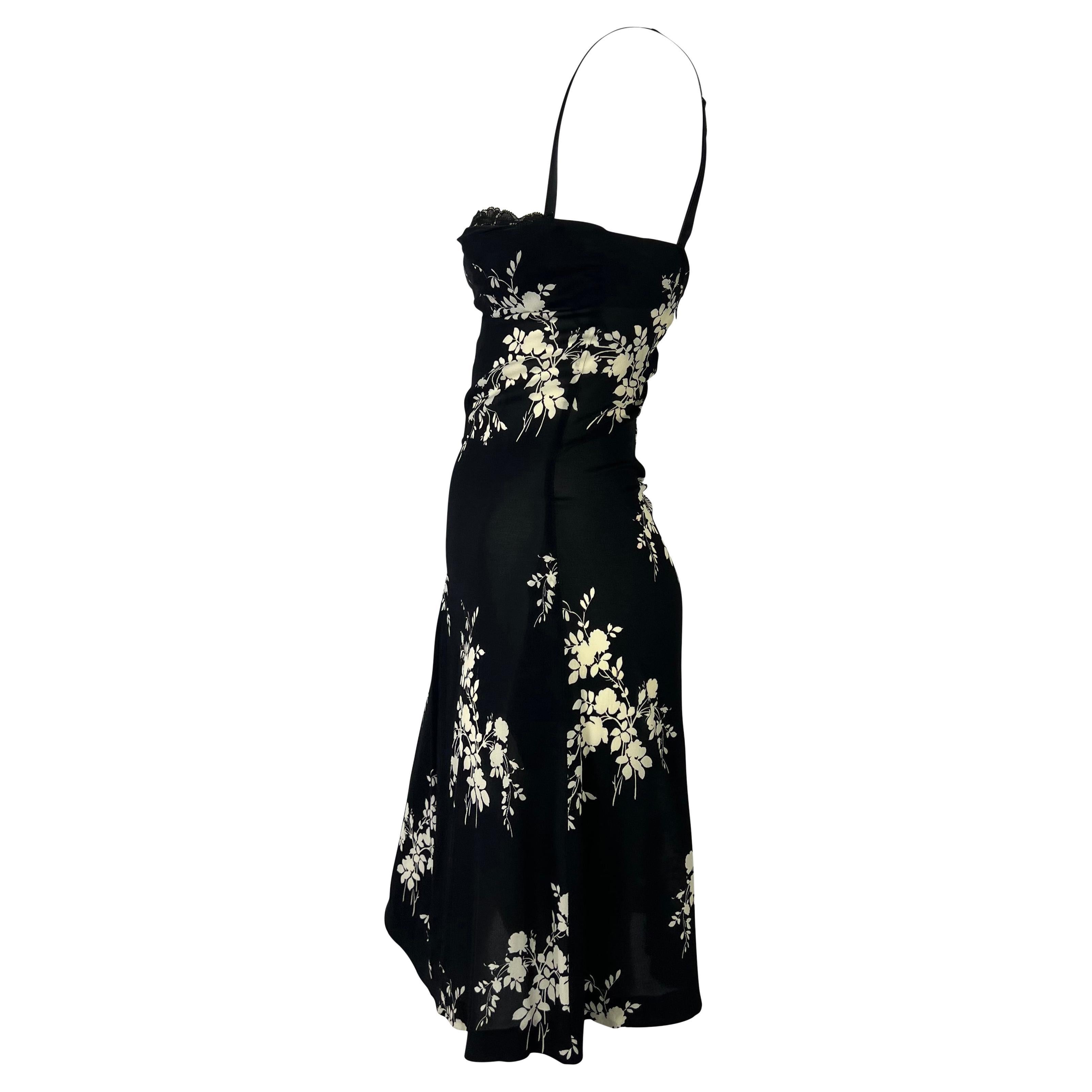 S/S 2002 Dolce & Gabbana Runway Sheer Black Stretch Silk Floral Bustier Dress In Excellent Condition In West Hollywood, CA