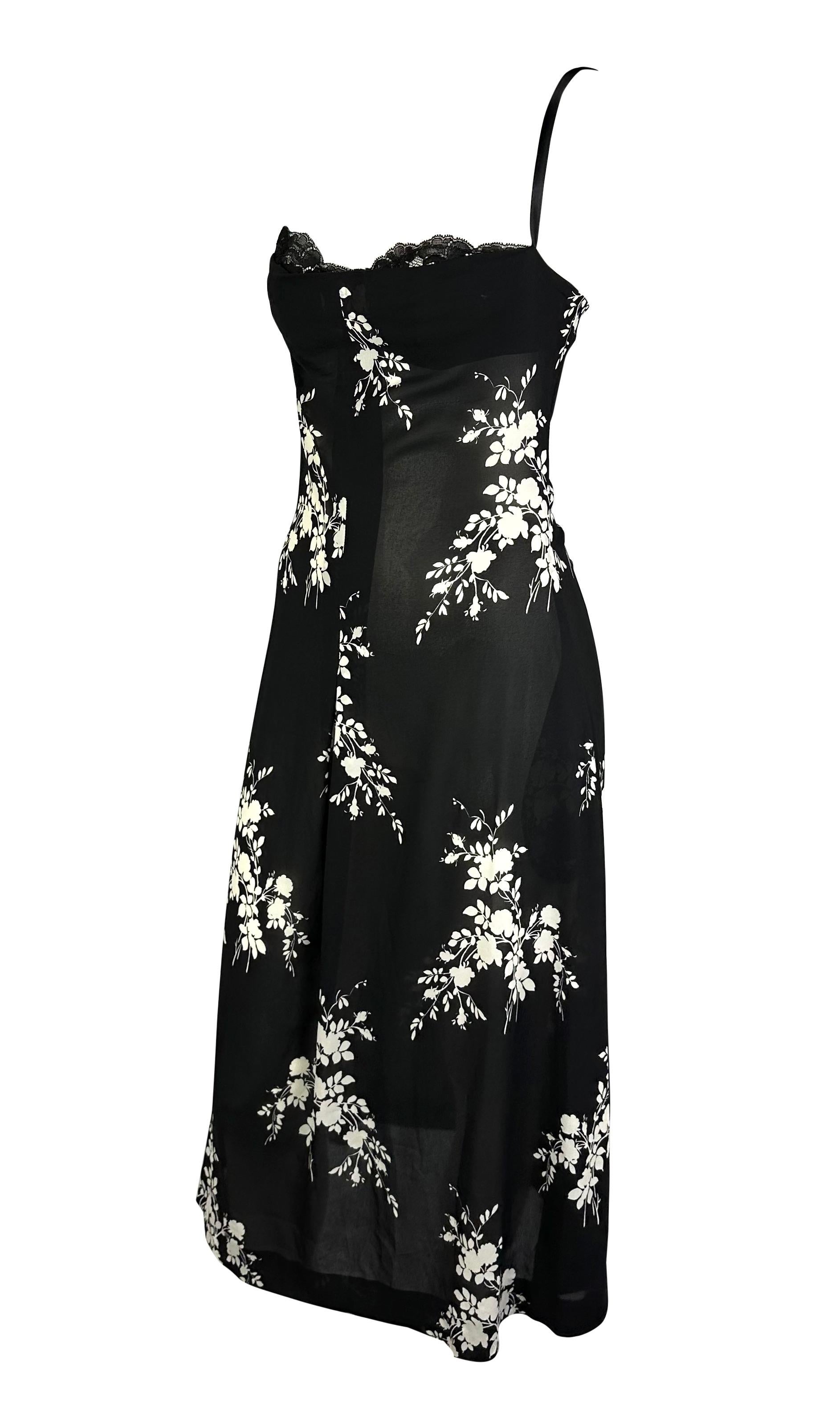 S/S 2002 Dolce & Gabbana Runway Sheer Black Stretch Silk Floral Bustier Dress 1