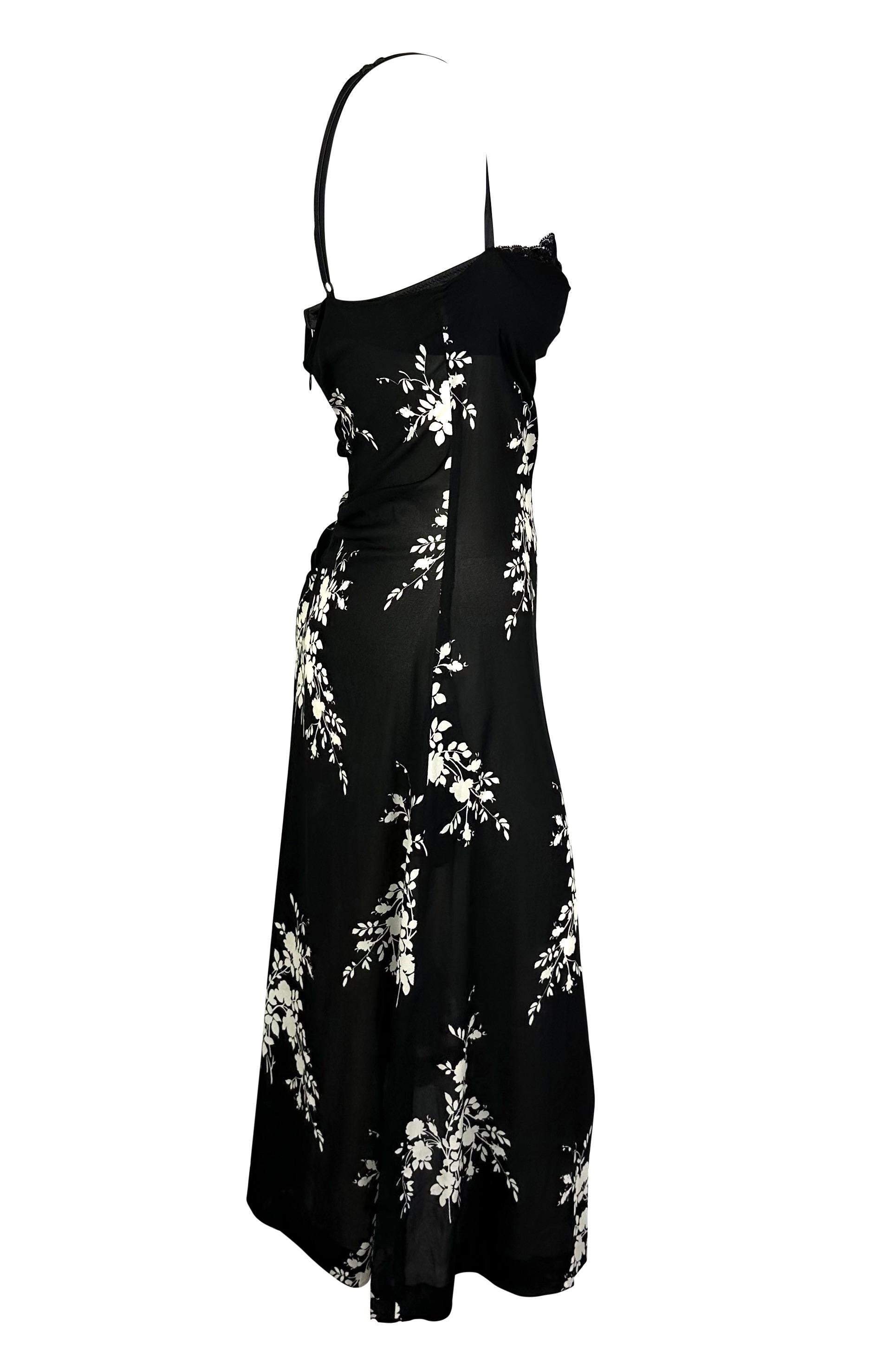 S/S 2002 Dolce & Gabbana Runway Sheer Black Stretch Silk Floral Bustier Dress 4