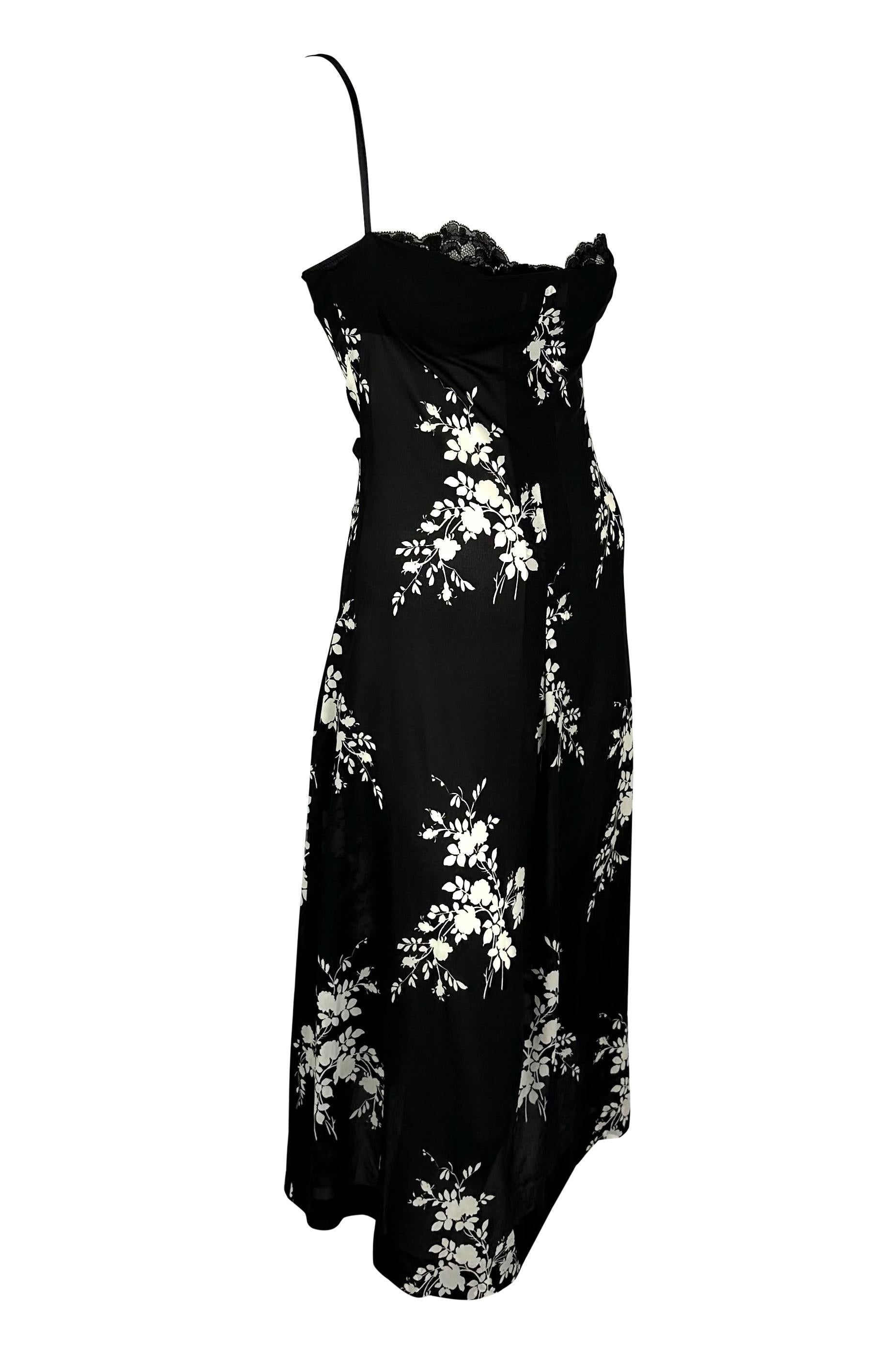 S/S 2002 Dolce & Gabbana Runway Sheer Black Stretch Silk Floral Bustier Dress 5