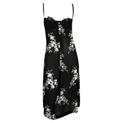 S/S 2002 Dolce & Gabbana Runway Sheer Black Stretch Silk Floral Bustier Dress