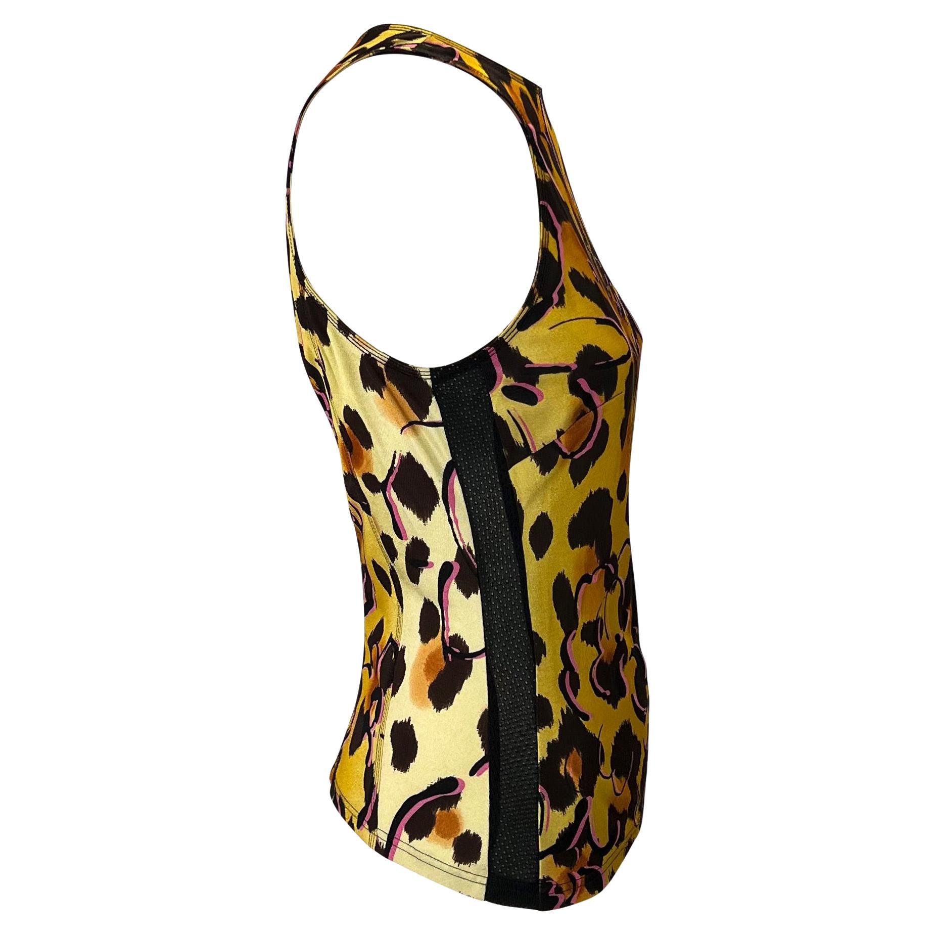 NWT S/S 2002 Gianni Versace by Donatella Animal Print Mesh Tank Top In New Condition For Sale In West Hollywood, CA