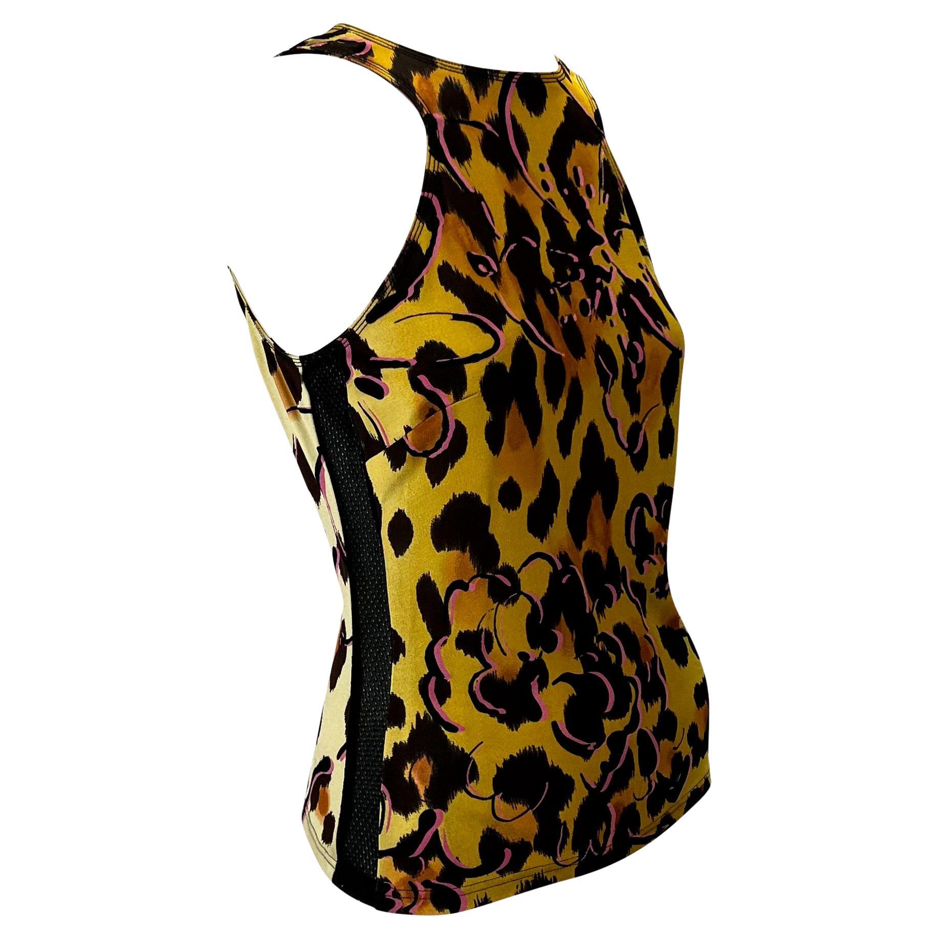 Women's NWT S/S 2002 Gianni Versace by Donatella Animal Print Mesh Tank Top For Sale