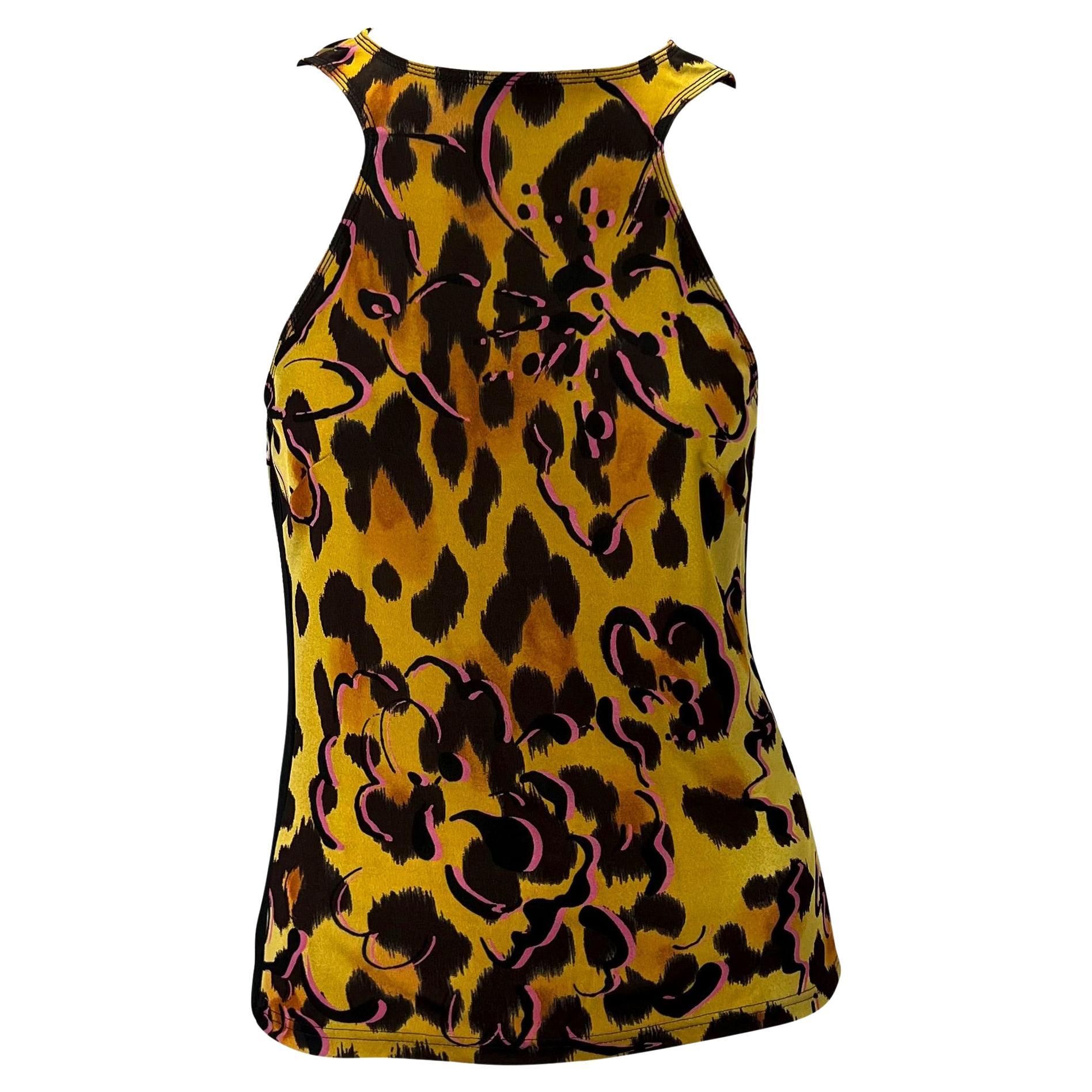 NWT S/S 2002 Gianni Versace by Donatella Animal Print Mesh Tank Top For Sale