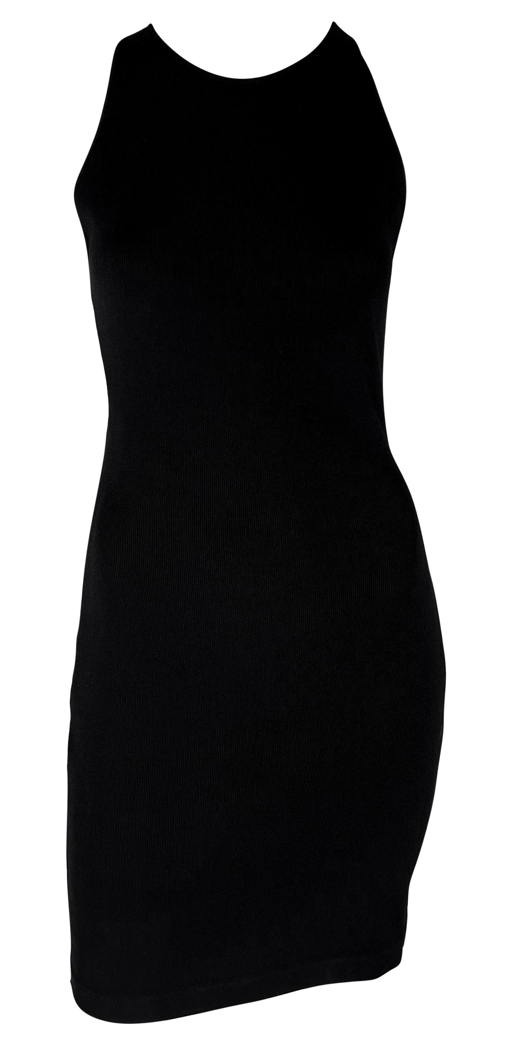S/S 2002 Gianni Versace by Donatella Black Bodycon Knit Eyelet Cutout Sleeveless For Sale 1