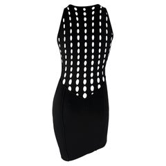 S/S 2002 Gianni Versace by Donatella Black Bodycon Knit Eyelet Cutout Sleeveless