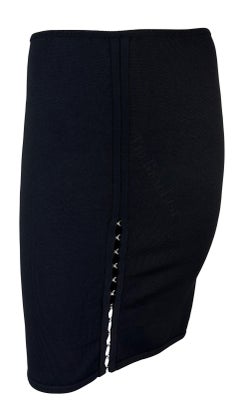 S/S 2002 Gianni Versace by Donatella Black Knit Tank Top Skirt Set