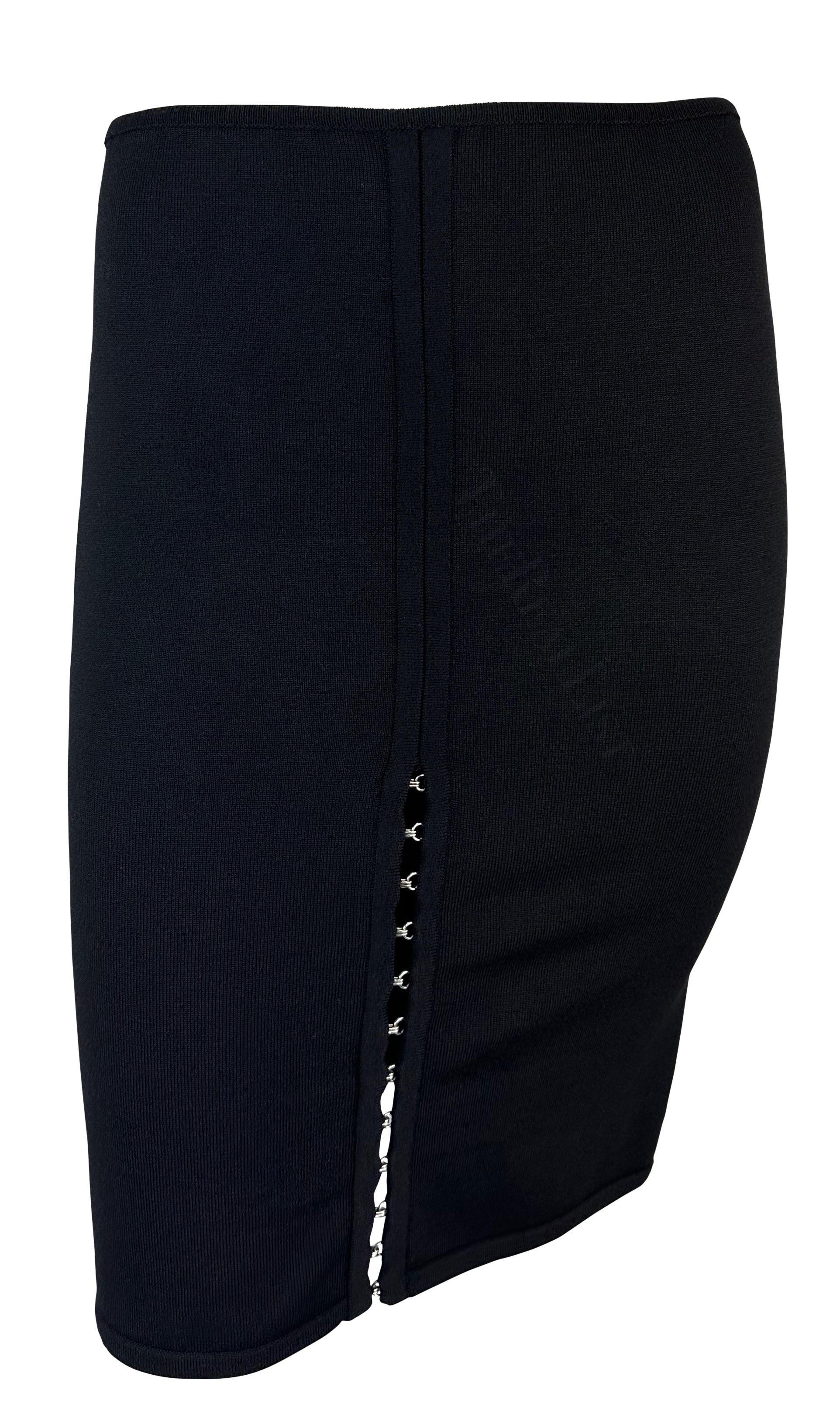 S/S 2002 Gianni Versace by Donatella Black Knit Tank Top Skirt Set For Sale 3