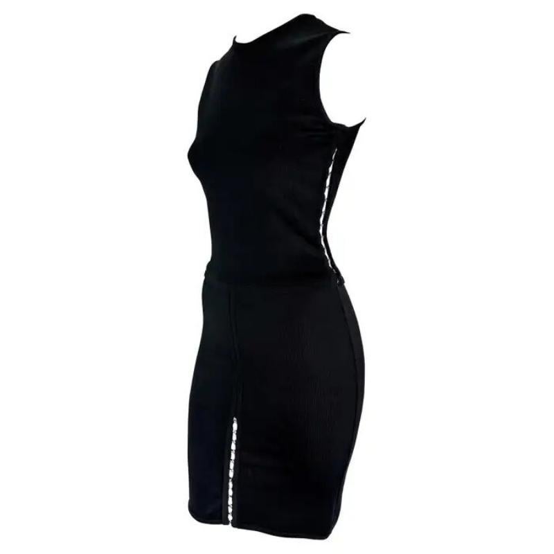 S/S 2002 Gianni Versace by Donatella Black Knit Tank Top Skirt Set