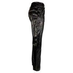 F/S 2002 Gianni Versace by Donatella Schwarze Lederhose mit Reißverschluss im Moto-Stil