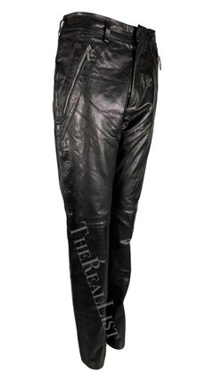 S/S 2002 Gianni Versace by Donatella Black Leather Moto Style Zip Pants