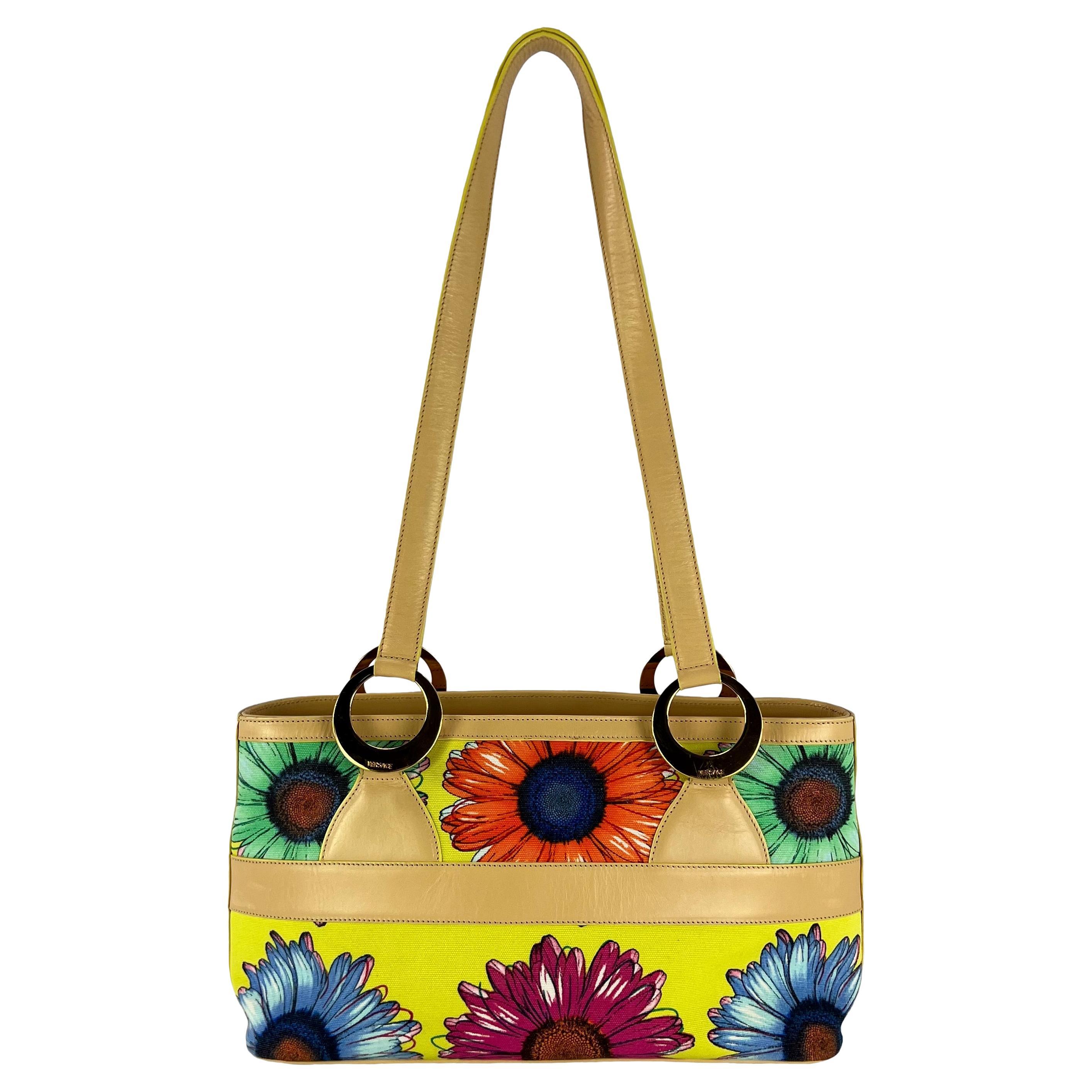 Borsa a tracolla P/E 2002 Donatella Versace for Gianni Versace con stampa floreale Pop Art in vendita
