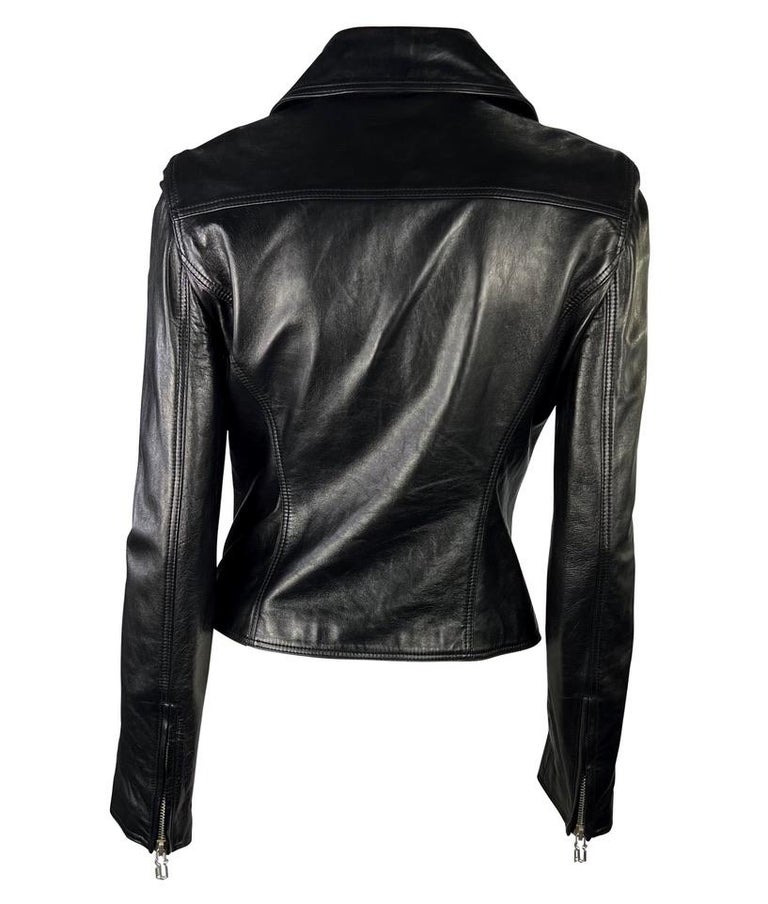F/W 2002 Gianni Versace by Donatella Hook Eye Zip Black Leather 