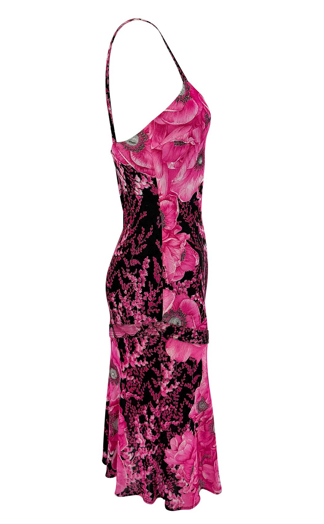 P/E 2002 Donatella Versace for Gianni Versace Rosa Stampa Floreale Stretch Mini Dress in vendita 1