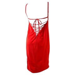 S/S 2002 Gianni Versace by Donatella Runway Red Lace-Up Backless Cocktail Dress