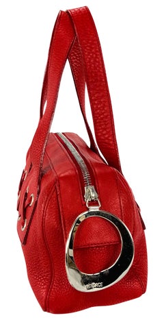 S/S 2002 Gianni Versace by Donatella Red Leather Oversized Zip Mini Shoulder Bag
