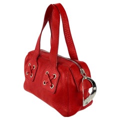 S/S 2002 Gianni Versace by Donatella Red Leather Oversized Zip Mini Shoulder Bag