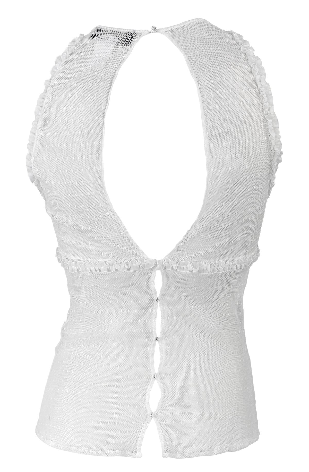 S/S 2002 Gianni Versace by Donatella Versace Runway S.S. White Top senza maniche con volant In condizioni ottime in vendita a West Hollywood, CA