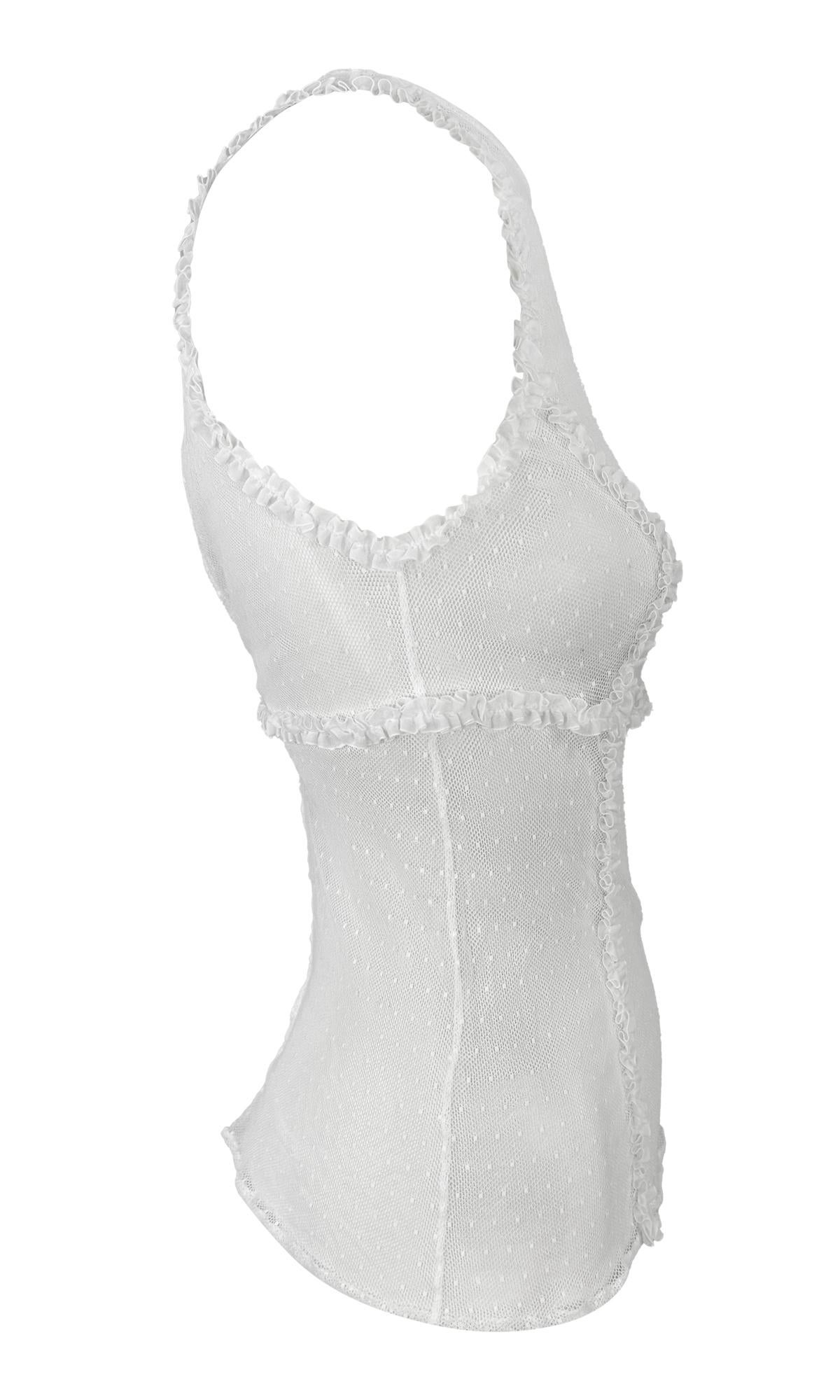 S/S 2002 Gianni Versace by Donatella Versace Runway S.S. White Top senza maniche con volant in vendita 1
