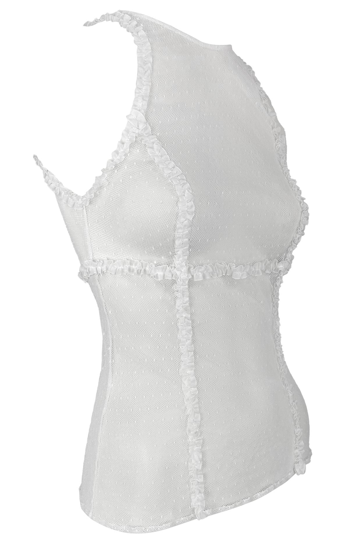 S/S 2002 Gianni Versace by Donatella Versace Runway S.S. White Top senza maniche con volant in vendita 2