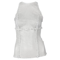 S/S 2002 Gianni Versace by Donatella Runway Sheer White Sleeveless Ruffle Top