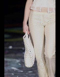 S/S 2002 Gianni Versace by Donatella Sheer Broderie Anglaise Off-White Pants