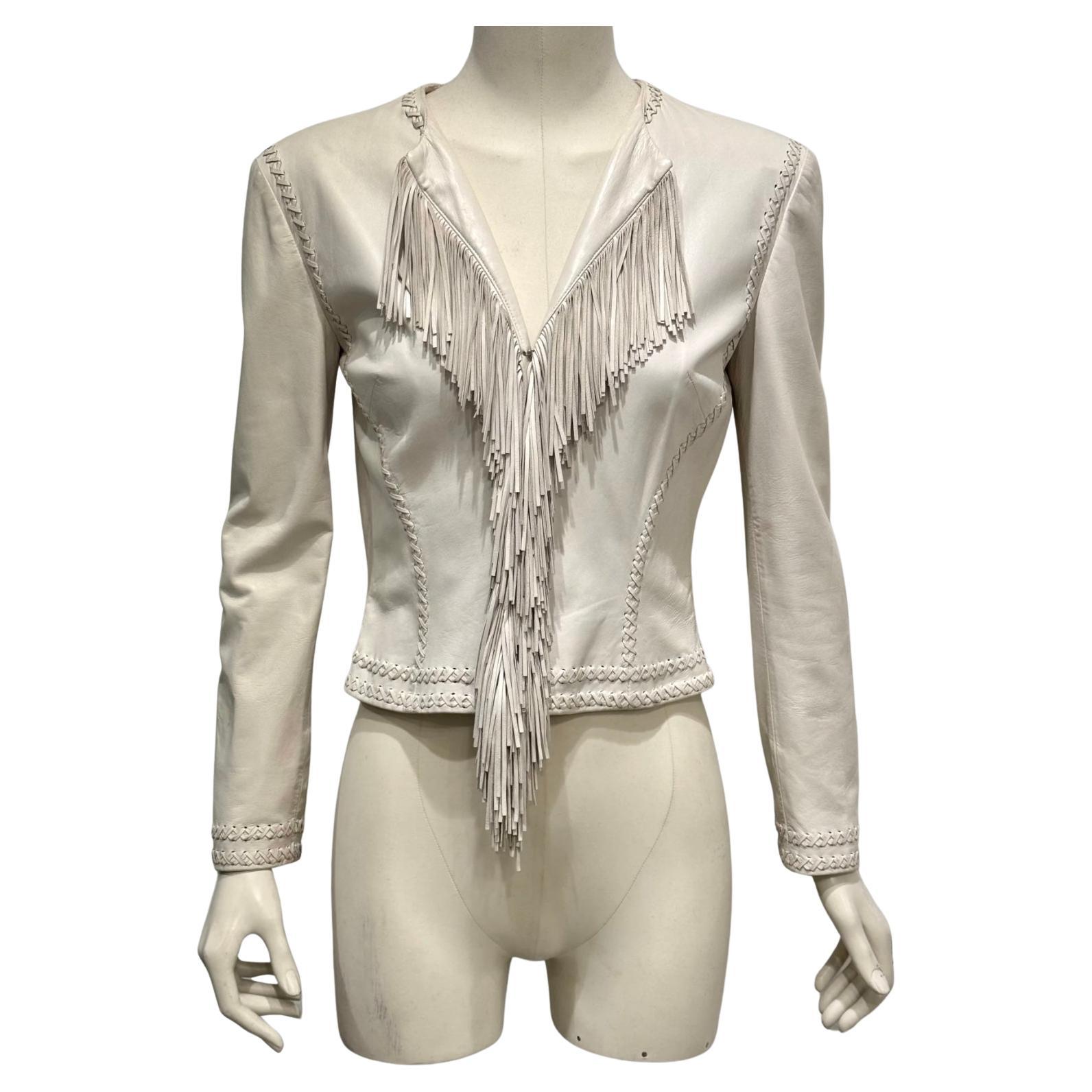 S/S 2002 Gianni Versace runway fringe leather jacket