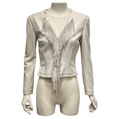 Veste en cuir à franges pour le défilé S/S 2002 de Gianni Versace