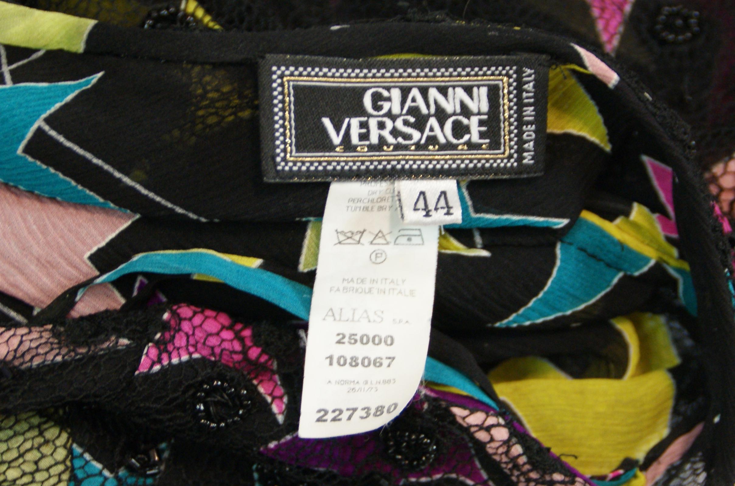 S/S 2002 Gianni Versace Sheer Star Print Silk Mesh Beaded Gown Dress 5