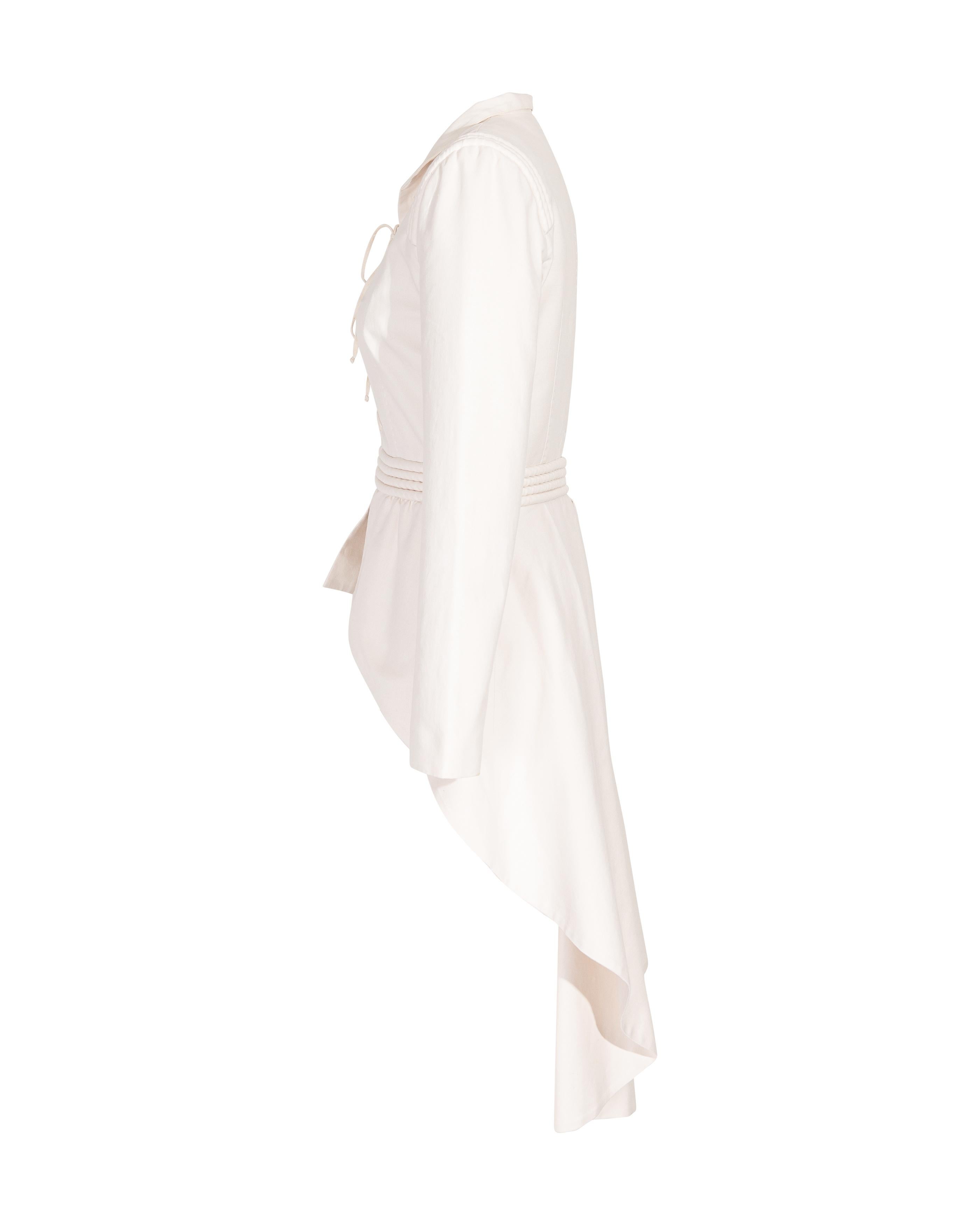 S/S 2002 Givenchy Cotton Cream High-Low Jacket and Pant Set 7