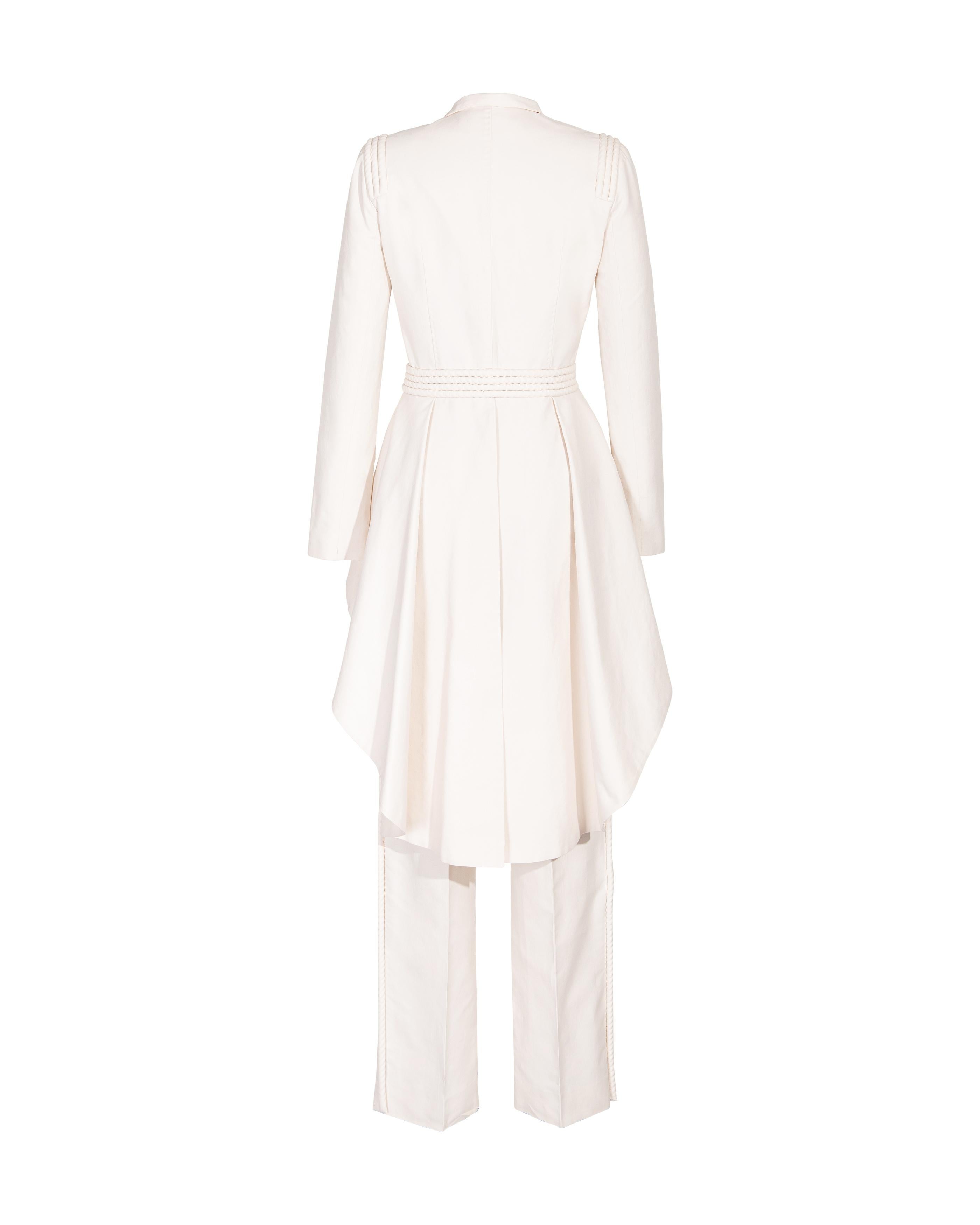 Women's S/S 2002 Givenchy Cotton Cream High-Low Jacket and Pant Set