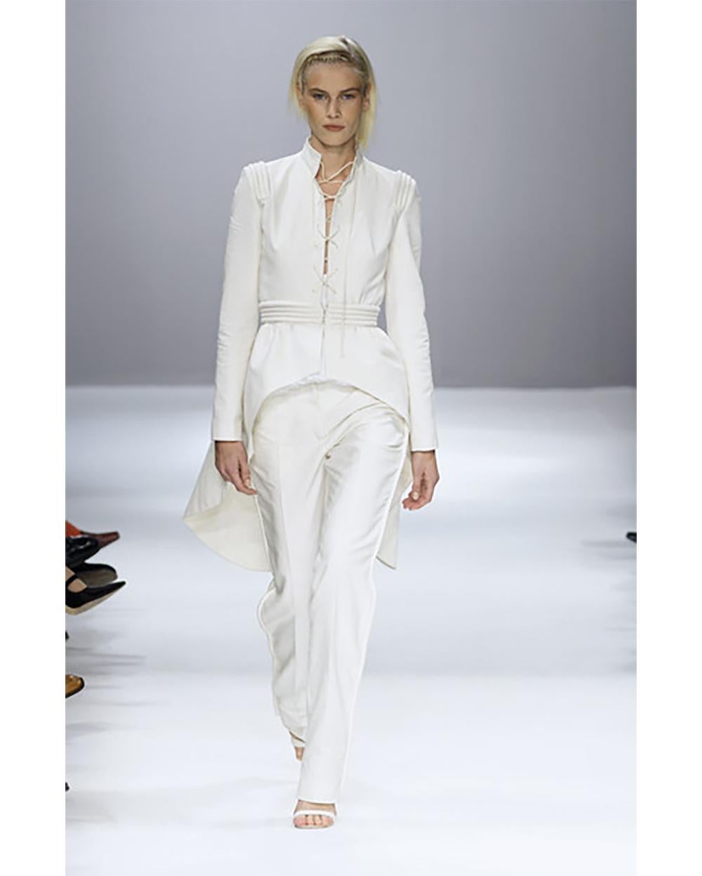 S/S 2002 Givenchy Cotton Cream High-Low Jacket and Pant Set 1