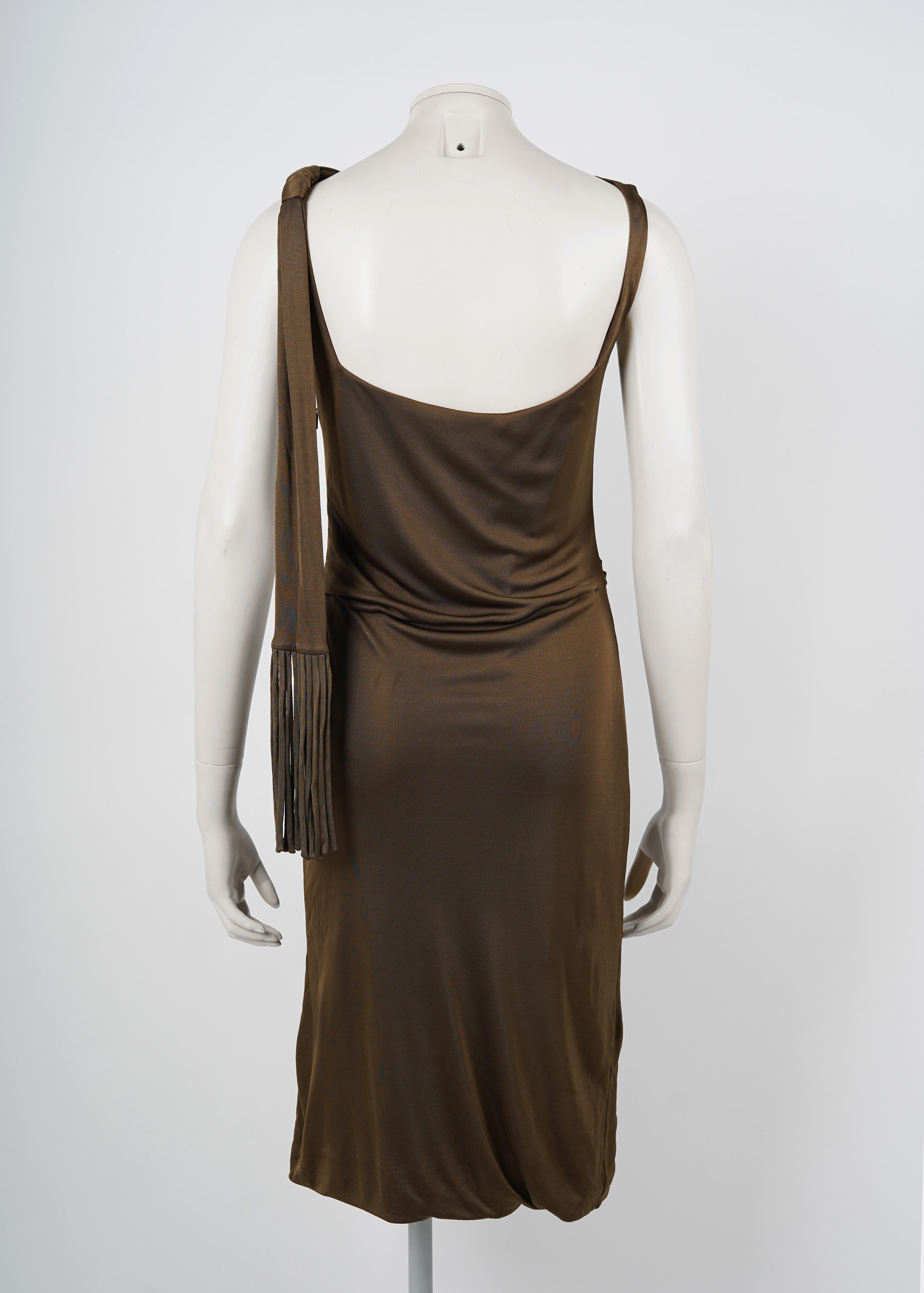 Black S/S 2002 Gucci by Tom Ford Asymmetrically Draped Dress For Sale