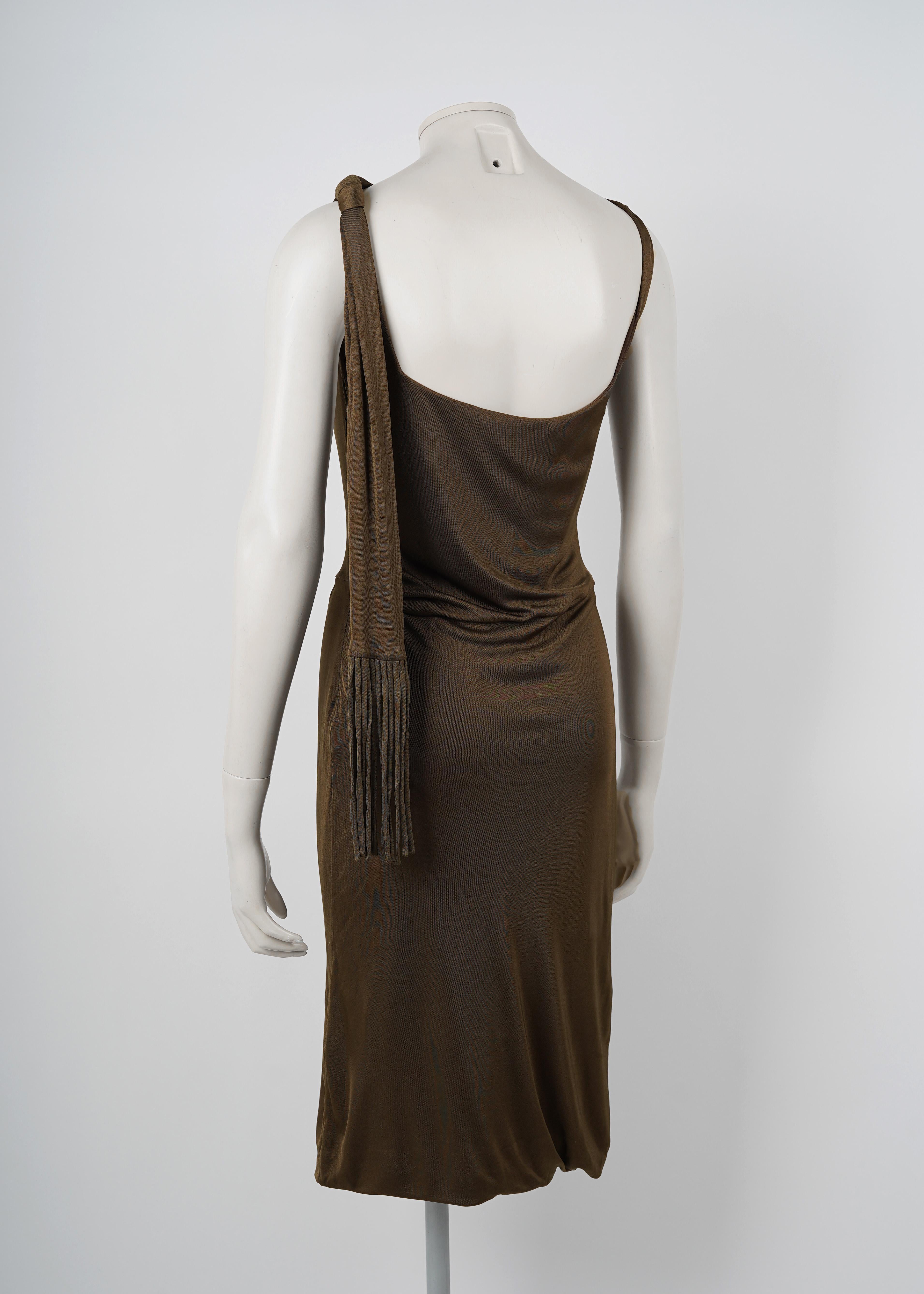 Women's S/S 2002 Gucci by Tom Ford Asymmetrically Draped Dress For Sale